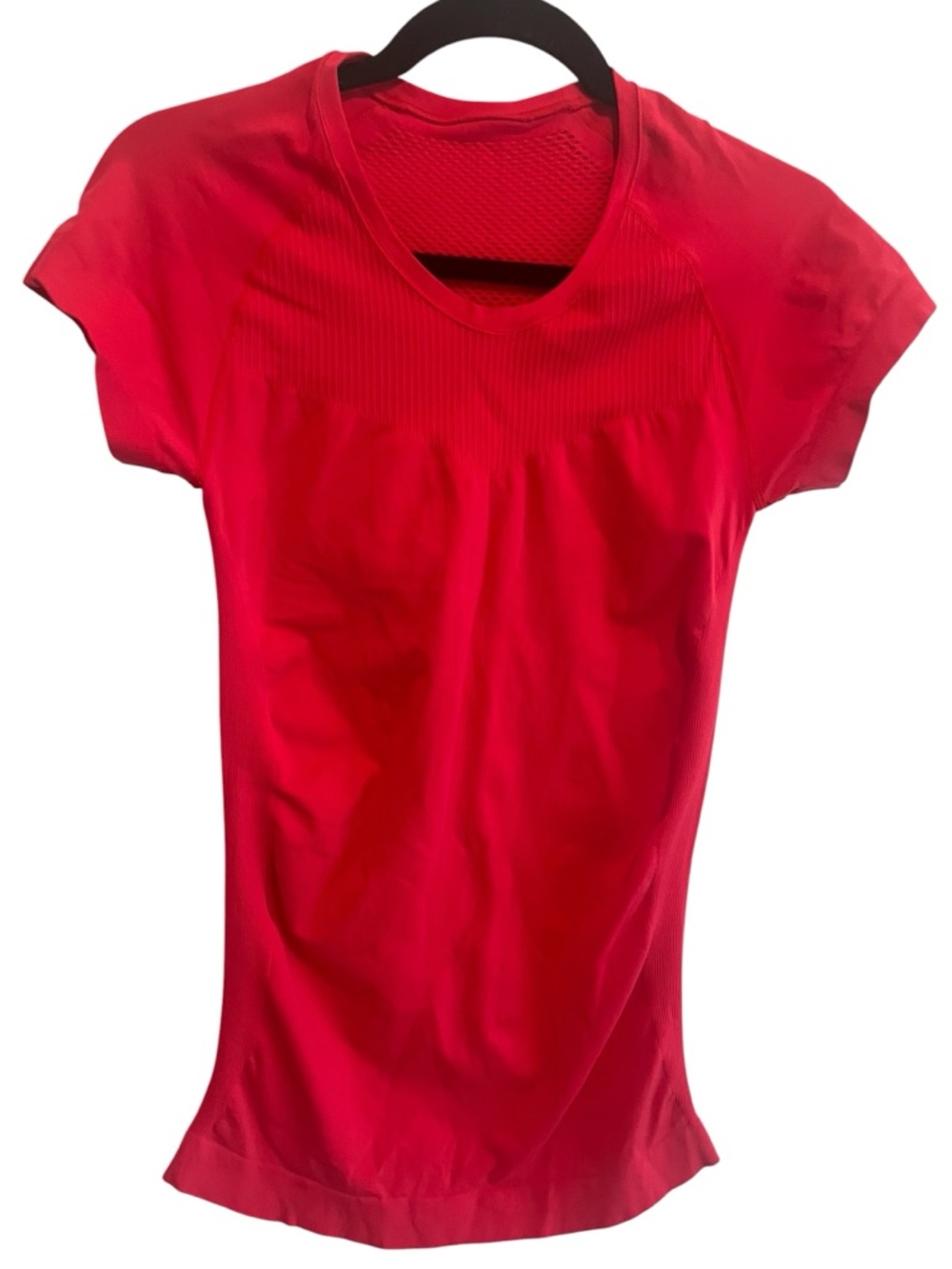 Z BY ZELLA Seamless Neon Coral Crewneck Athletic Top Mesh Panel S
